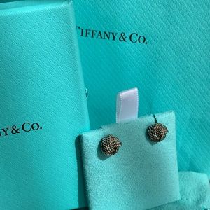 Tiffany & Co. mesh silver stud earrings